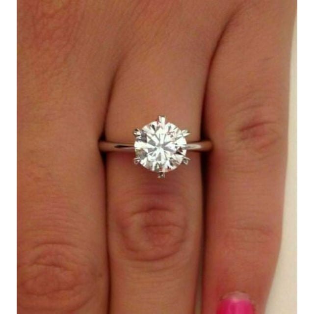 2Ct Round Diamond (VVS1,D) 14K White Gold Solitaire Ring for Women Gifts/Engagement/Wedding