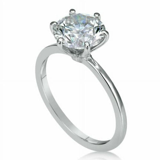 2Ct Round Diamond (VVS1,D) 14K White Gold Solitaire Ring for Women Gifts/Engagement/Wedding