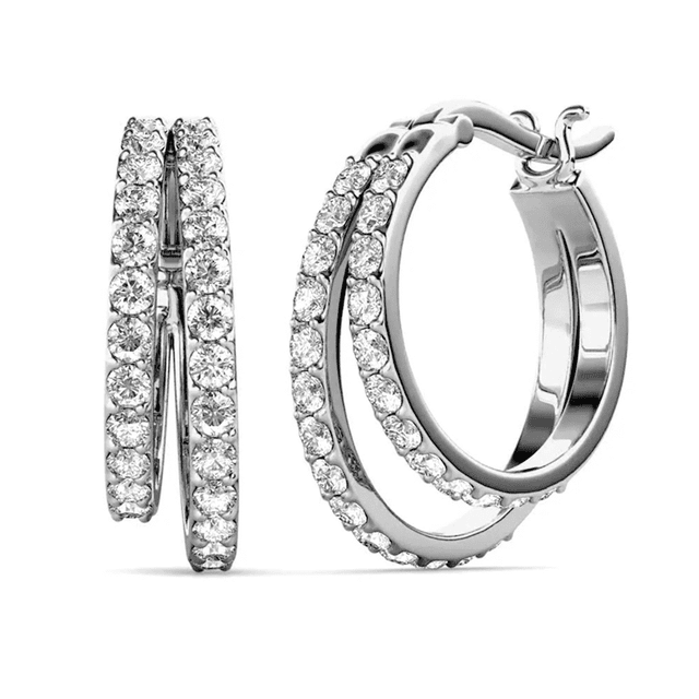 Cate & Chloe Corina 18k White Gold Plated 20mm Hoop Earrings with Swarovski Crystals Gift for Women