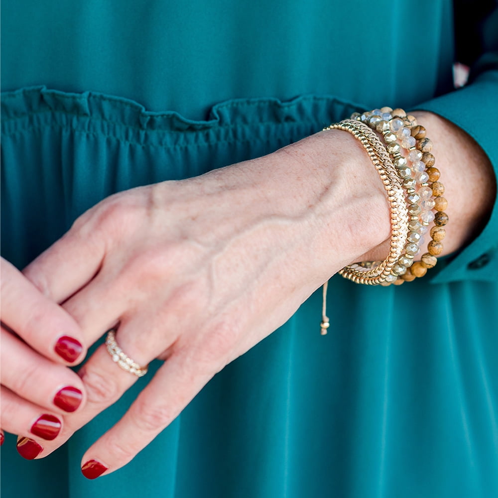 The Pioneer Woman - Women's Jewelry, Soft Gold-tone Bracelet Set with Genuine Stone Beads
