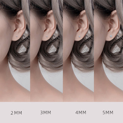 4 Pairs 925 Sterling Silver Tiny Stud Earrings Set Cubic Zirconia Stud Earrings for Women