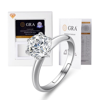 1.5 CT Moissanite Diamond for Women Modern Stylish Engagement Ring D Color VVS1 Jewelry 18k White Gold Over Silver Rings with Adjustable Open