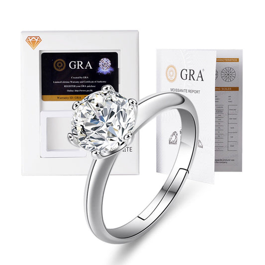 1.5 CT Moissanite Diamond for Women Modern Stylish Engagement Ring D Color VVS1 Jewelry 18k White Gold Over Silver Rings with Adjustable Open