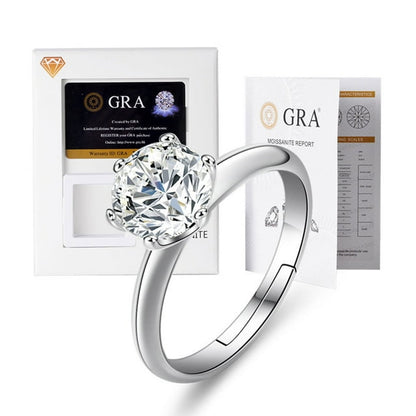 1.5 CT Moissanite Diamond for Women Modern Stylish Engagement Ring D Color VVS1 Jewelry 18k White Gold Over Silver Rings with Adjustable Open