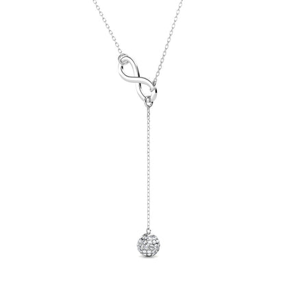 Cate & Chloe Sonya 18k White Gold Plated Lariat Y-Necklace with Swarovski Crystals Gift for Women