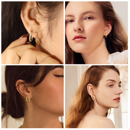 Alexcraft Juego de Aretes Tipo Aro de Oro de 14 Quilates, Hipoalergénicos, 6 Pares