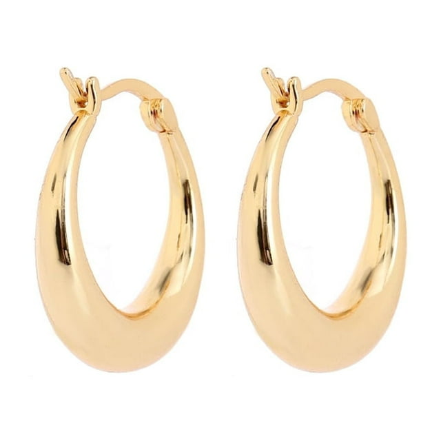 Amy and Annette 14K Gold Graduated Hoop Huggie Earring in 14K Yellow Gold Plated