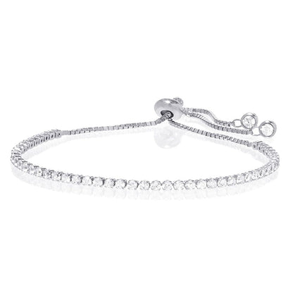 Amy and Annette 14K White Gold Adjustable Tennis Bracelet with crystals from Swarovski in 14K White Gold Plated