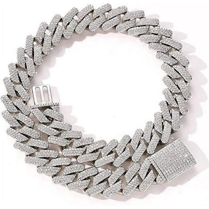 14k Gold/White Gold Plated Miami Bling Chain Lab Diamond Luxury Choker Chain Necklaces Jewelry. 20mm Hip Hop Iced Out Cuban Link Chain Necklace