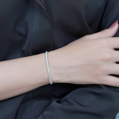 JeenMata 5.5 Carat Round Cut April - Cubic Zirconia - Birthstone Tennis Bracelet Eternity Design - White Gold Plating, Female, Adult