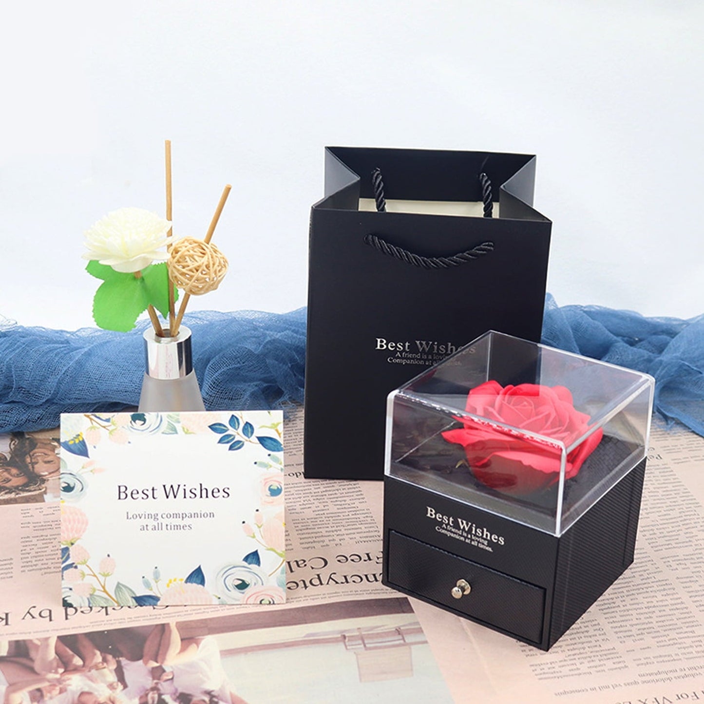 MYEBIUAI Eternal Rose I Love You Necklace Red Rose Necklace