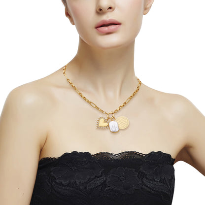 Time and Tru Women's Gold-Tone Interchangeable Love Theme Charms Necklace.