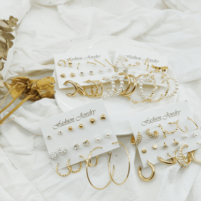 Kabuer Juego de Pendientes de Perla y Aro Dorado Joyería de Moda, 36 Pares