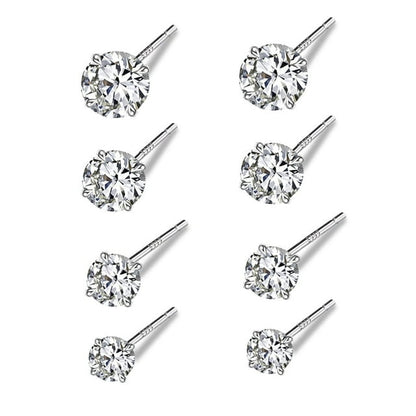 4 Pairs 925 Sterling Silver Tiny Stud Earrings Set Cubic Zirconia Stud Earrings for Women