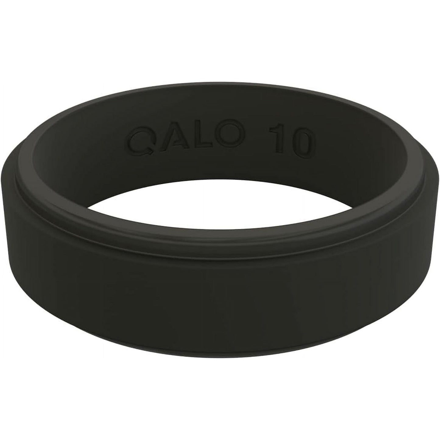 QALO Men & Women's Rubber Silicone Ring, Narrow Polished Step Edge Rubber Wedding Band, Breathable, Durable Unisex Engagement Silicone Ring, 6.5mm Wide 2mm Thick, Black, Size 13