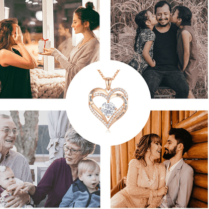 HESHPAWS Love Pendant Necklaces for Women  with Birthstone Zirconia, Christmas Birthday Anniversary Jewelry Gift for Women wife