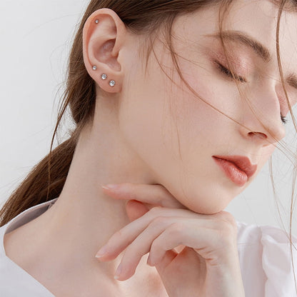 4 Pairs 925 Sterling Silver Tiny Stud Earrings Set Cubic Zirconia Stud Earrings for Women