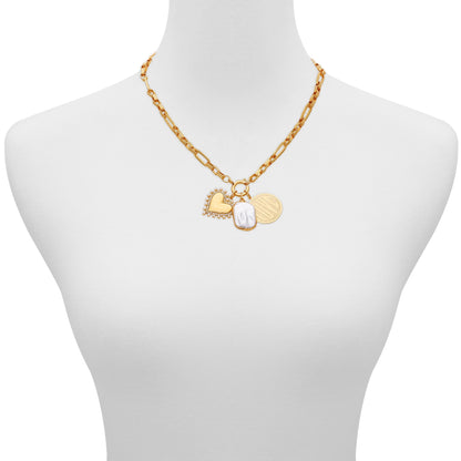 Time and Tru Women's Gold-Tone Interchangeable Love Theme Charms Necklace.