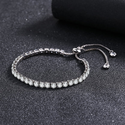 Amy and Annette 14K White Gold Adjustable Tennis Bracelet with crystals from Swarovski in 14K White Gold Plated