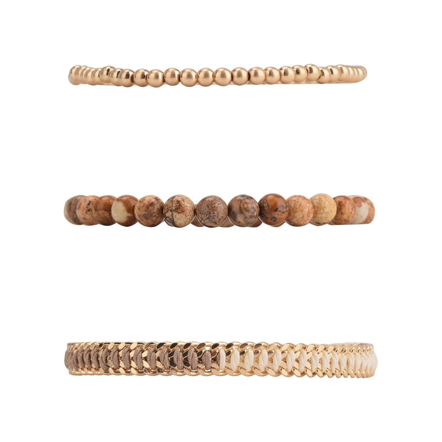 The Pioneer Woman - Women's Jewelry, Soft Gold-tone Bracelet Set with Genuine Stone Beads
