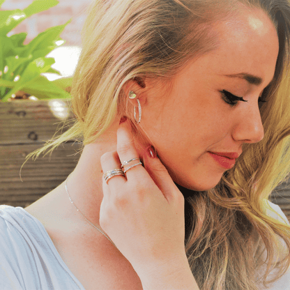 Cate & Chloe Bianca 18k White Gold Plated 25mm Hoop Earrings with Swarovski Crystals for Women