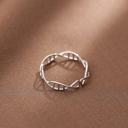 Amy and Annette Sterling Silver Adjustable DNA Ring