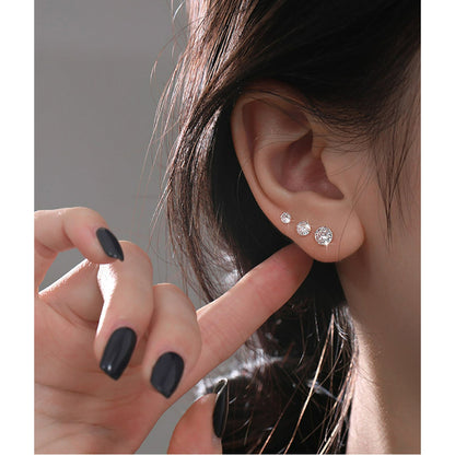 4 Pairs 925 Sterling Silver Tiny Stud Earrings Set Cubic Zirconia Stud Earrings for Women
