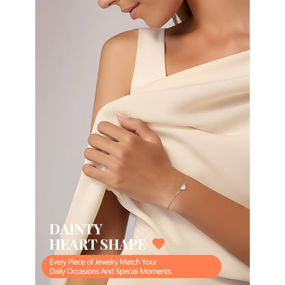 Silvora Initial Heart Bracelet Charms Bracelets 925 Sterling Silver Chain Bracelets for Women - Letter A