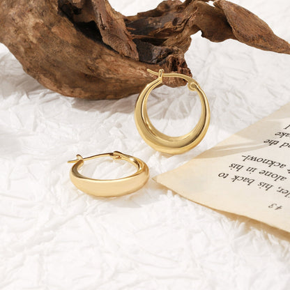 Amy and Annette 14K Gold Graduated Hoop Huggie Earring in 14K Yellow Gold Plated