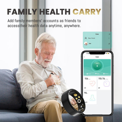 Fitness Tracker Ring, IP68 Waterproof, Long Lasting Batteries, Sleep Ring, Remote Photography