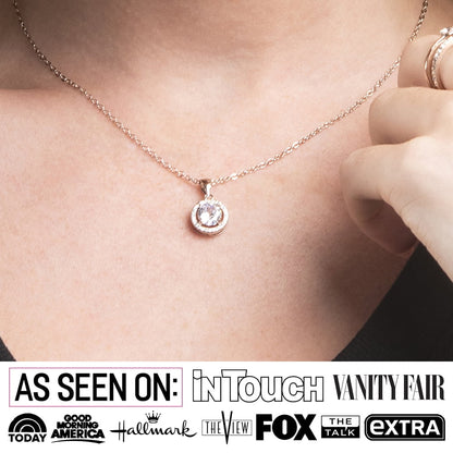 Cate & Chloe Blake 18k White Gold Plated Halo Pendant Necklace with Simulated Crystals for Women