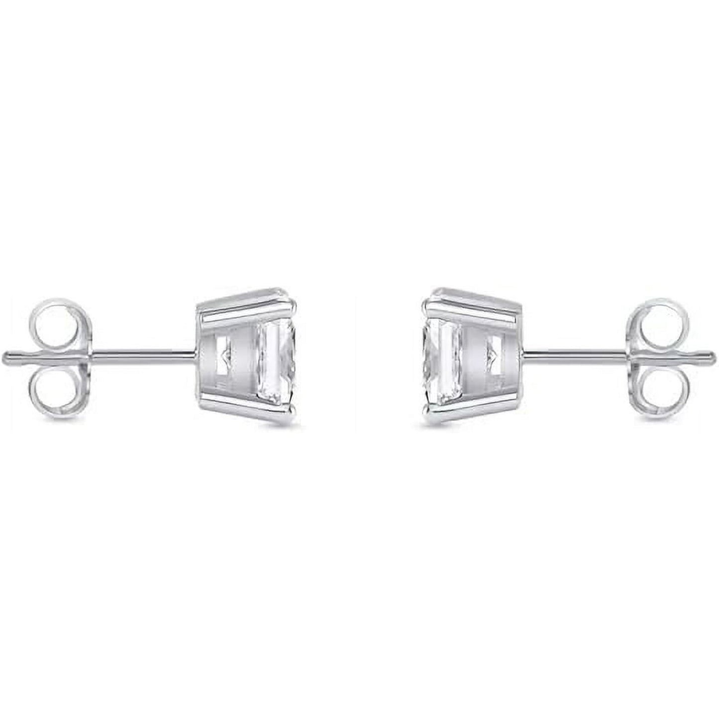 1/2 Ct Princess Cut Diamond Stud Earrings 14k White Gold Screw Back Basket For Women's Wear Gifting Jewellery