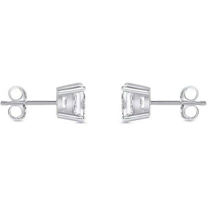 1/2 Ct Princess Cut Diamond Stud Earrings 14k White Gold Screw Back Basket For Women's Wear Gifting Jewellery