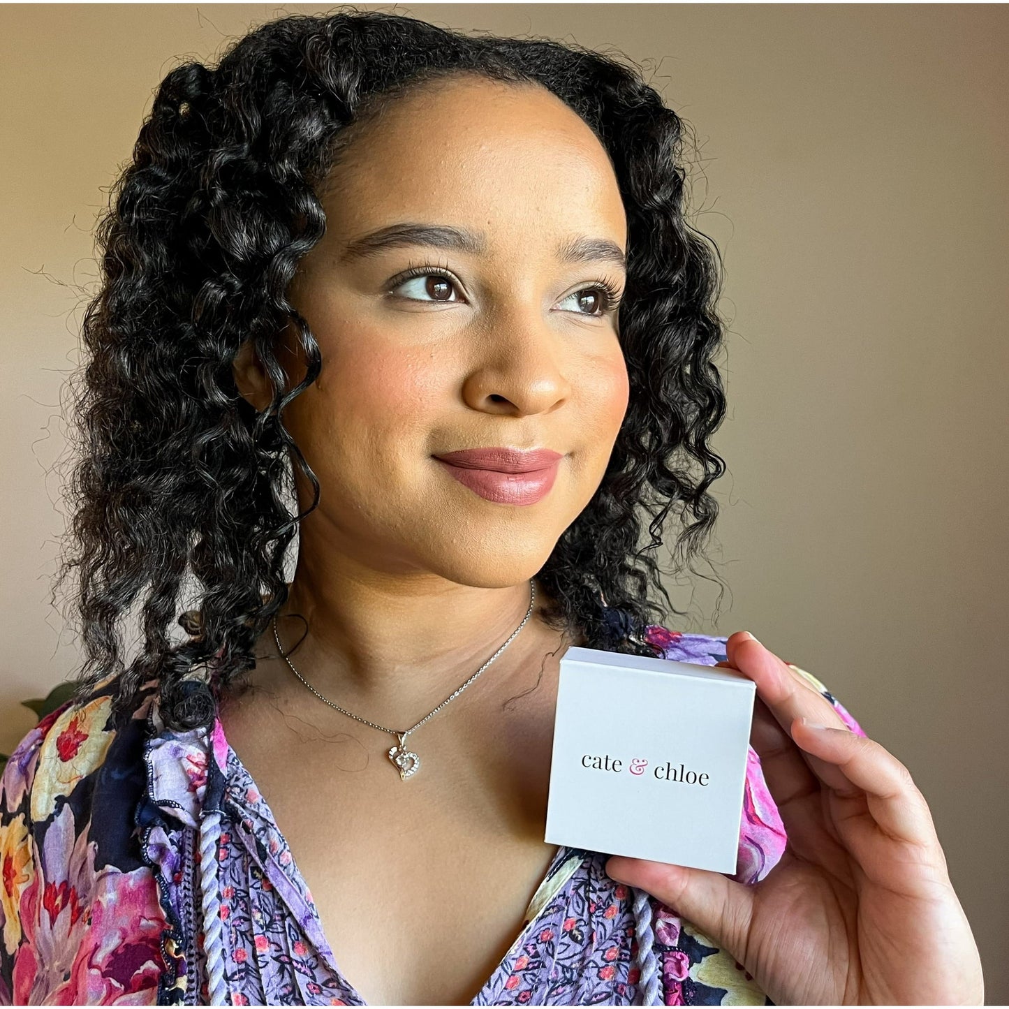 Cate & Chloe Laila 18k White Gold Plated Heart pendant Necklace with Swarovski Crystals for Women