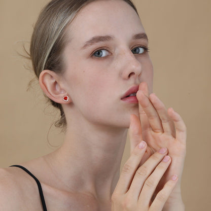 APSVO 18K White Gold Plated Love Heart Stud Earrings for Women CZ S925 Sterling Silver April Birthstone Earrings with Crystal Wedding Graduation Birthday Jewelry Gifts Teen Mom Ideas Age