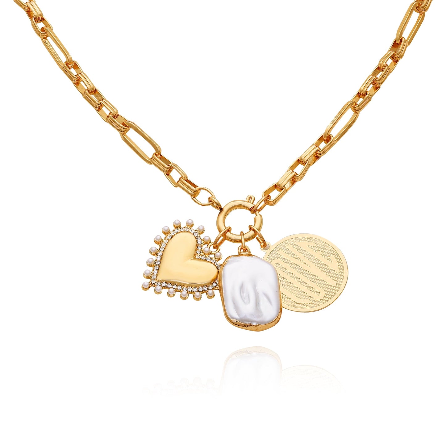 Time and Tru Women's Gold-Tone Interchangeable Love Theme Charms Necklace.
