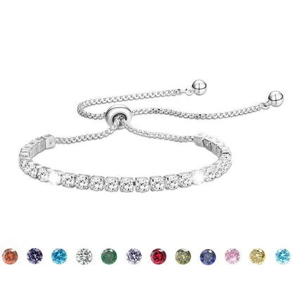 APSVO 18K White Gold Plated Tennis Bracelets for Women Girls CZ S925 Sterling Silver April Birthstone Bracelets with Crystal Wedding Birthday Jewelry Gifts Ideas Teen Tween Daughter Mom Kids Age