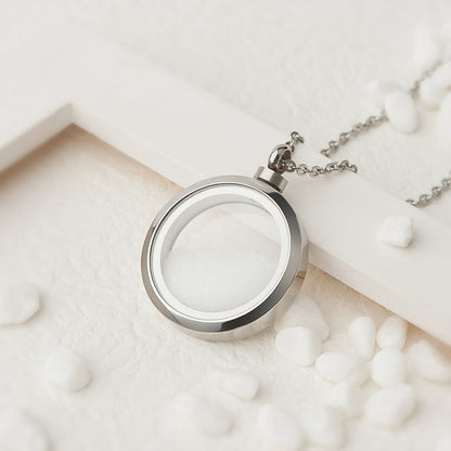 Anavia Collar con Medallón de Cristal con Memoria Collar Conmemorativo para Cenizas, Medallón con Forma de Urna de Cristal, Joyería Conmemorativa para Cabello O Medallón de Flores Secas