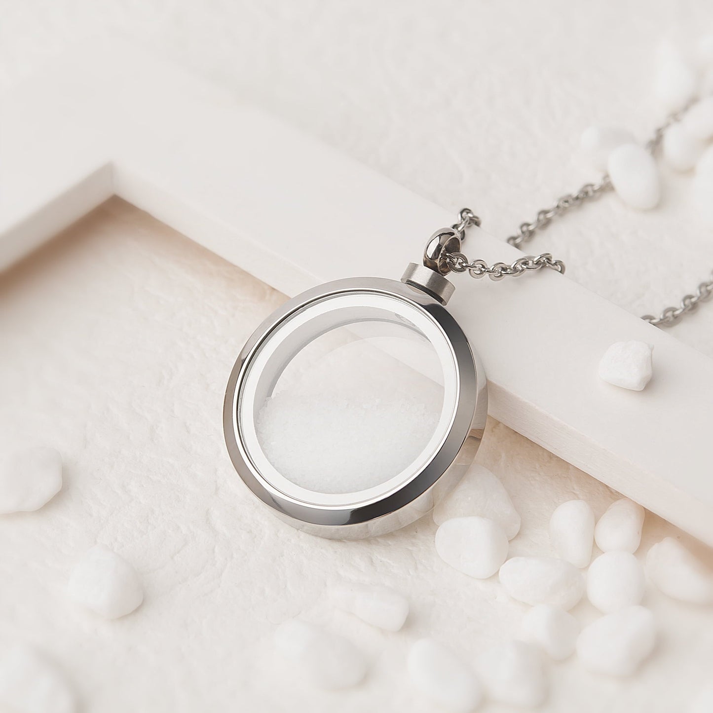 Anavia Collar con Medallón de Cristal con Memoria Collar Conmemorativo para Cenizas, Medallón con Forma de Urna de Cristal, Joyería Conmemorativa para Cabello O Medallón de Flores Secas