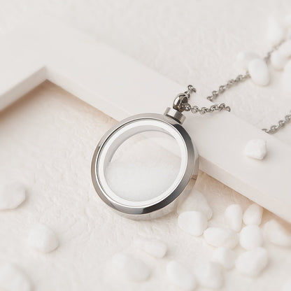 Anavia Collar con Medallón de Cristal con Memoria Collar Conmemorativo para Cenizas, Medallón con Forma de Urna de Cristal, Joyería Conmemorativa para Cabello O Medallón de Flores Secas