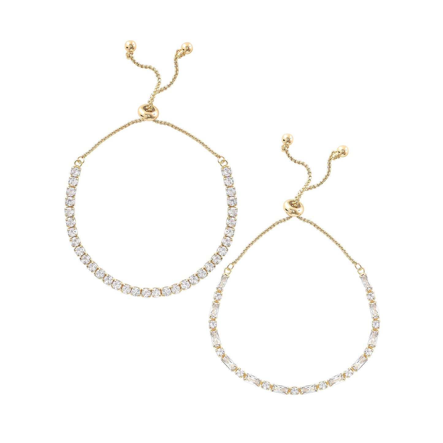 Believe by Brilliance Women's 14kt Gold Flash Plated Cubic Zirconia Adjustable Bracelet Set, 2