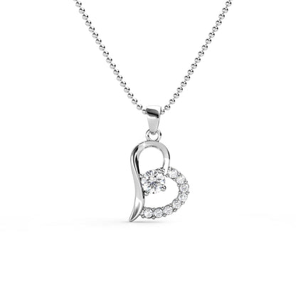 Cate & Chloe Laila 18k White Gold Plated Heart pendant Necklace with Swarovski Crystals for Women