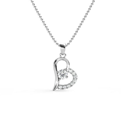 Cate & Chloe Laila 18k White Gold Plated Heart pendant Necklace with Swarovski Crystals for Women