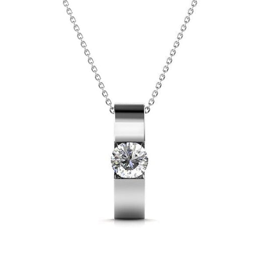 Cate & Chloe Nailea 18k White Gold Plated Pendant Necklace with Swarovski Crystals Gift for Women