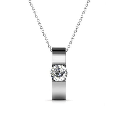 Cate & Chloe Nailea 18k White Gold Plated Pendant Necklace with Swarovski Crystals Gift for Women