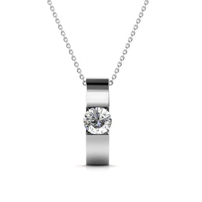Cate & Chloe Nailea 18k White Gold Plated Pendant Necklace with Swarovski Crystals Gift for Women