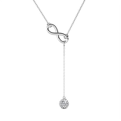 Cate & Chloe Sonya 18k White Gold Plated Lariat Y-Necklace with Swarovski Crystals Gift for Women