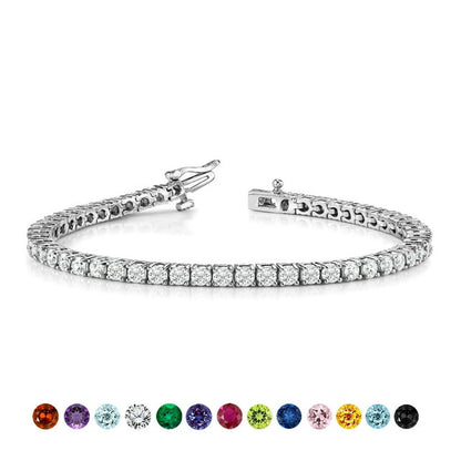 JeenMata 5.5 Carat Round Cut April - Cubic Zirconia - Birthstone Tennis Bracelet Eternity Design - White Gold Plating, Female, Adult