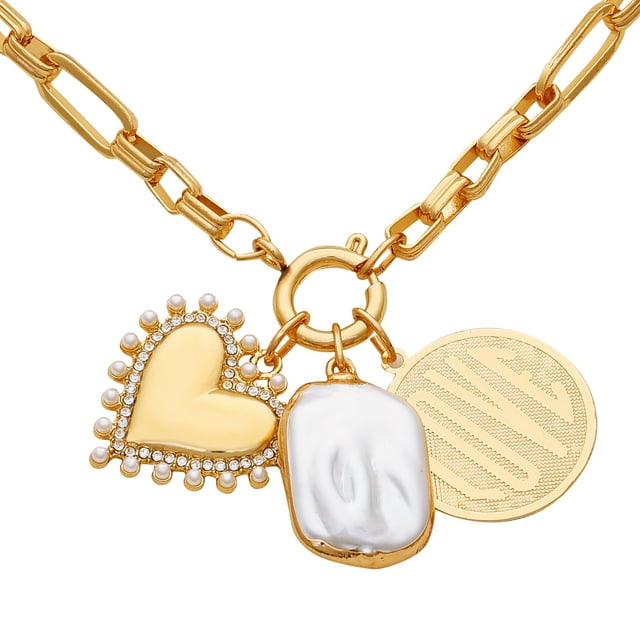 Time and Tru Women's Gold-Tone Interchangeable Love Theme Charms Necklace.