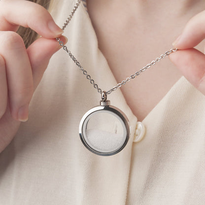 Anavia Collar con Medallón de Cristal con Memoria Collar Conmemorativo para Cenizas, Medallón con Forma de Urna de Cristal, Joyería Conmemorativa para Cabello O Medallón de Flores Secas